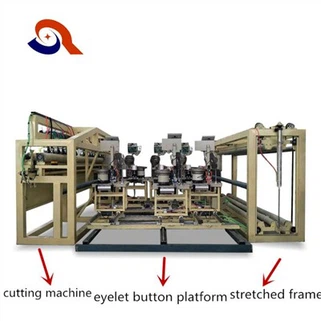 PVC Tarpaulin Weld Hem Eyelet Cut Machine